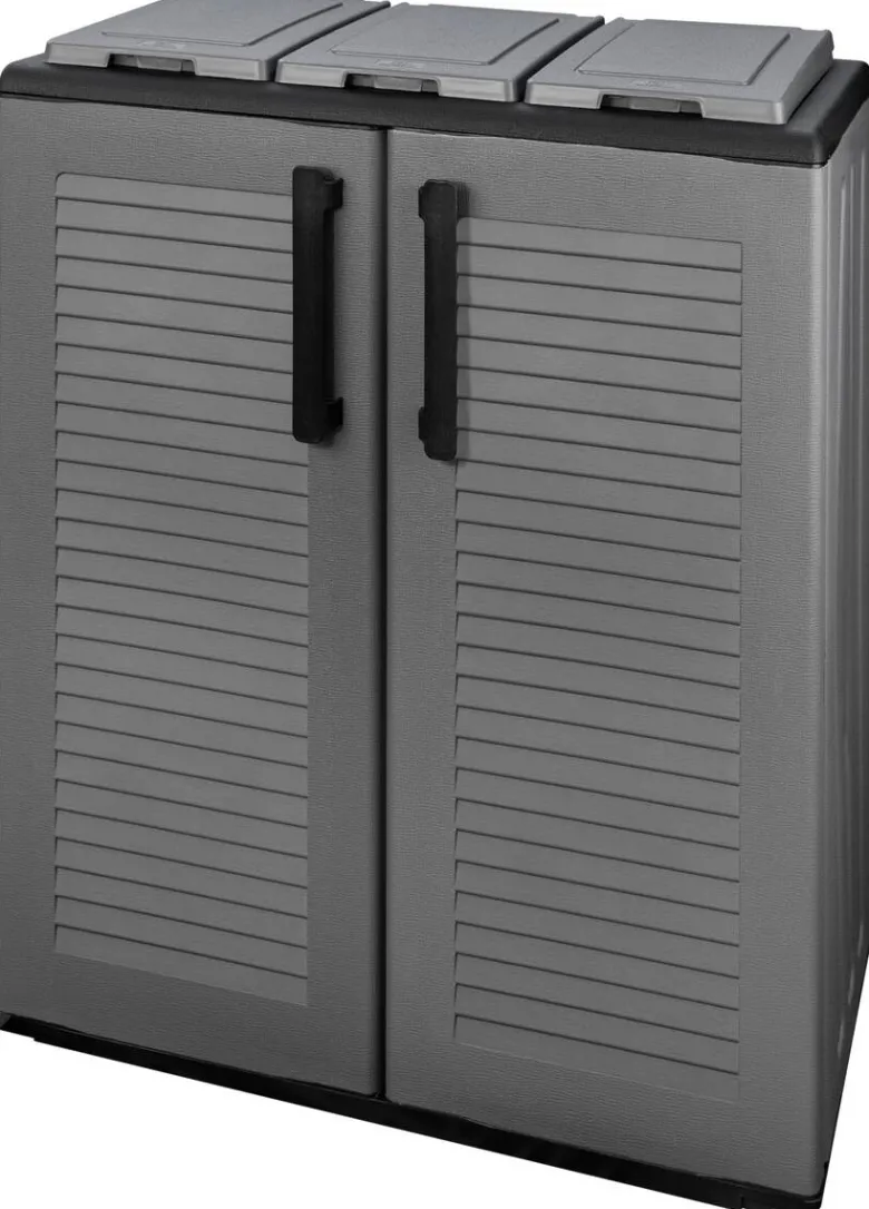 ArtPlast Mülltrennungsschrank Easy grau Kunststoff B/H/T: ca. 68x84x34 cm