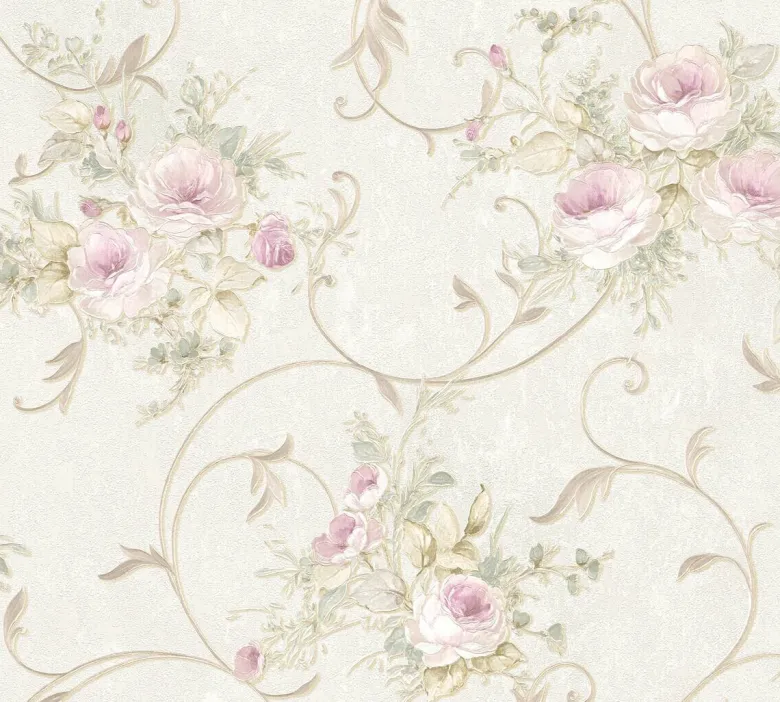 A.S.Creation Vliestapete grün rosa creme B/H/D: ca. 53x1005x7,4 cm