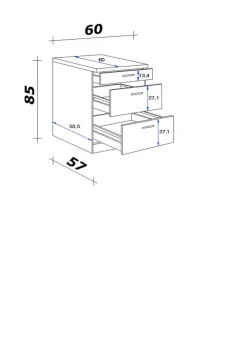 Auszugsschrank Morena grau matt B/H/T: ca. 60x85x60 cm