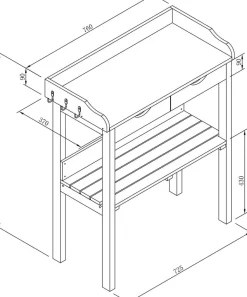 AXI Pflanztisch braun B/H/L: ca. 37x92x76 cm