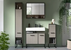 Badezimmer-Set BAGNO schwarz Kaschmirgrau Nachbildung B/H/T: ca. 170x192x36 cm