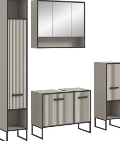 Badezimmer-Set BAGNO schwarz Kaschmirgrau Nachbildung B/H/T: ca. 170x192x36 cm