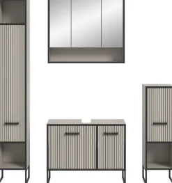 Badezimmer-Set BAGNO schwarz Kaschmirgrau Nachbildung B/H/T: ca. 170x192x36 cm