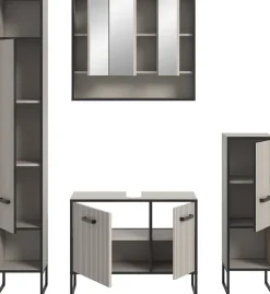 Badezimmer-Set BAGNO schwarz Kaschmirgrau Nachbildung B/H/T: ca. 170x192x36 cm