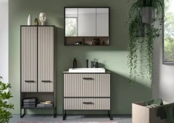 Badezimmer-Set BAGNO schwarz Kaschmirgrau Nachbildung B/H/T: ca. 154x192x48 cm