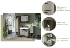 Badezimmer-Set BAGNO schwarz Kaschmirgrau Nachbildung B/H/T: ca. 154x192x48 cm
