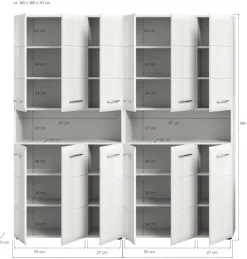Badezimmer-Set Ice weiß weiß Hochglanz B/H/T: ca. 180x185x30 cm
