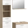 Badezimmer-Set Lambada Eiche Sonoma Nachbildung weiß Hochglanz B/H/T: ca. 112x191x37 cm