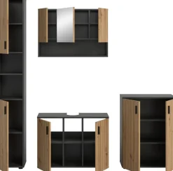 Badezimmer-Set Mone Basalt Nachbildung Artisan Oak Nachbildung B/H/T: ca. 200x192x30 cm