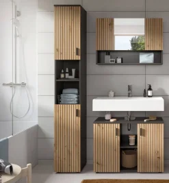 Badezimmer-Set Mone Basalt Nachbildung Artisan Oak Nachbildung B/H/T: ca. 125x192x30 cm