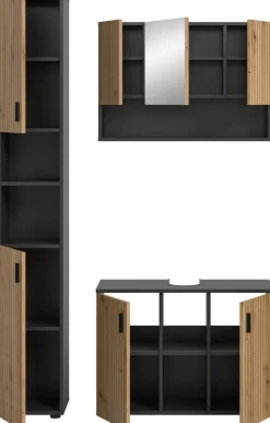 Badezimmer-Set Mone Basalt Nachbildung Artisan Oak Nachbildung B/H/T: ca. 125x192x30 cm