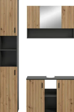 Badezimmer-Set Mone Basalt Nachbildung Artisan Oak Nachbildung B/H/T: ca. 125x192x30 cm