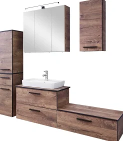 Badezimmer-Set Quickset 374 Eiche Ribeck Nachbildung B/H/T: ca. 142x200x44,5 cm