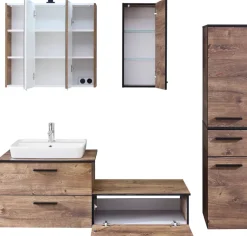 Badezimmer-Set Quickset 374 Eiche Ribeck Nachbildung B/H/T: ca. 142x200x44,5 cm