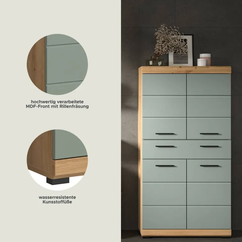 Badezimmer-Set Scout Eiche Artisan Nachbildung salbei Nachbildung B/H/T: ca. 74x141x31 cm