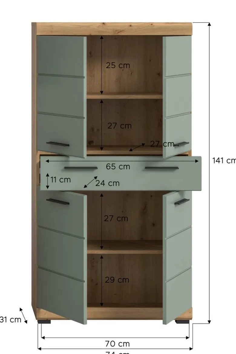 Badezimmer-Set Scout Eiche Artisan Nachbildung salbei Nachbildung B/H/T: ca. 74x141x31 cm