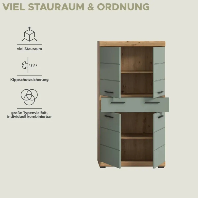 Badezimmer-Set Scout Eiche Artisan Nachbildung salbei Nachbildung B/H/T: ca. 74x141x31 cm