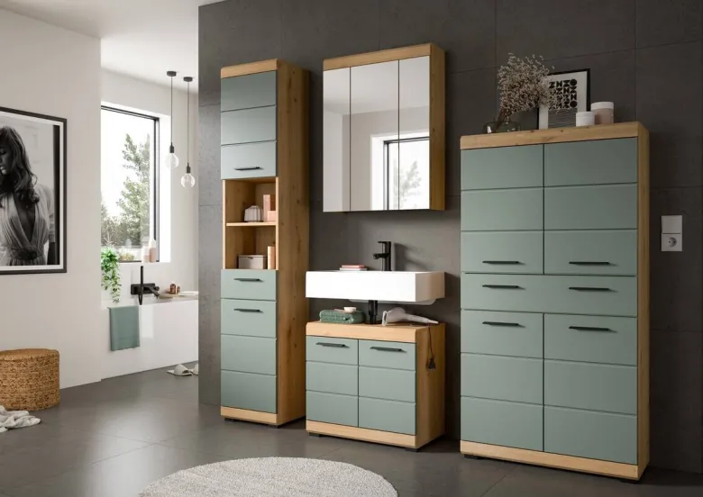 Badezimmer-Set Scout Eiche Artisan Nachbildung salbei Nachbildung B/H/T: ca. 74x141x31 cm
