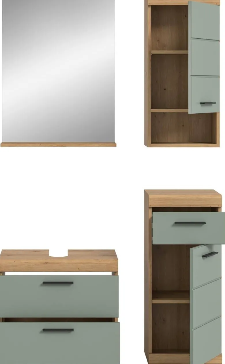 Badezimmer-Set Scout Eiche Artisan Nachbildung salbei Nachbildung B/H/T: ca. 112x191x37 cm
