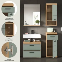 Badezimmer-Set Scout Eiche Artisan Nachbildung salbei Nachbildung B/H/T: ca. 112x191x37 cm
