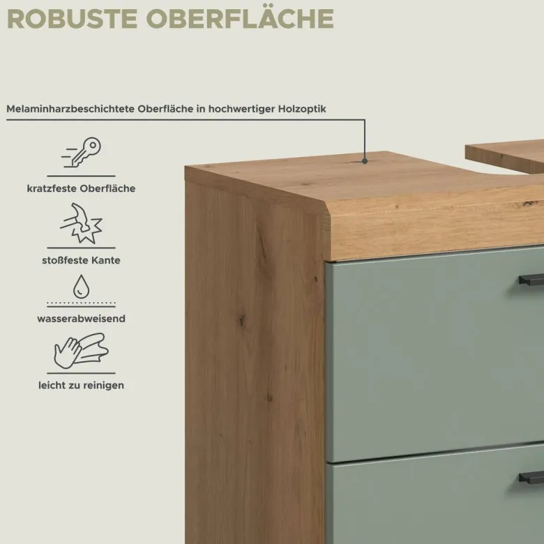 Badezimmer-Set Scout Eiche Artisan Nachbildung salbei Nachbildung B/H/T: ca. 112x191x37 cm