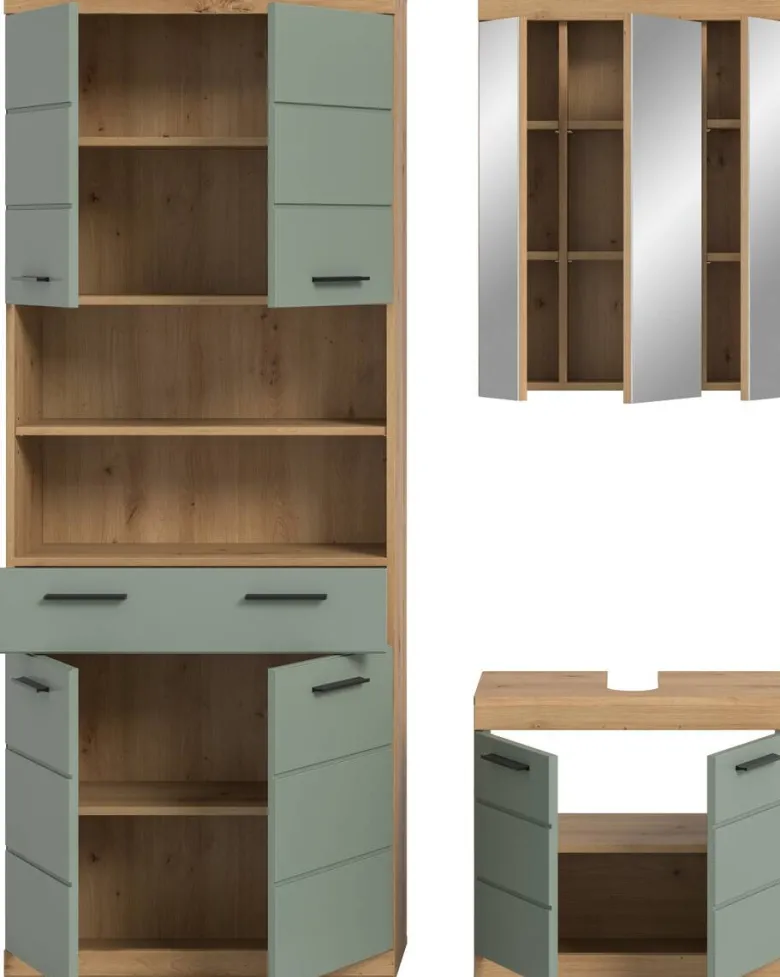 Badezimmer-Set Scout Eiche Artisan Nachbildung salbei Nachbildung B/H/T: ca. 149x34x191 cm