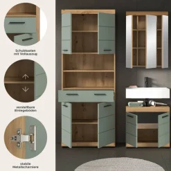 Badezimmer-Set Scout Eiche Artisan Nachbildung salbei Nachbildung B/H/T: ca. 149x34x191 cm