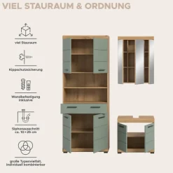 Badezimmer-Set Scout Eiche Artisan Nachbildung salbei Nachbildung B/H/T: ca. 149x34x191 cm