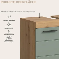 Badezimmer-Set Scout Eiche Artisan Nachbildung salbei Nachbildung B/H/T: ca. 149x34x191 cm