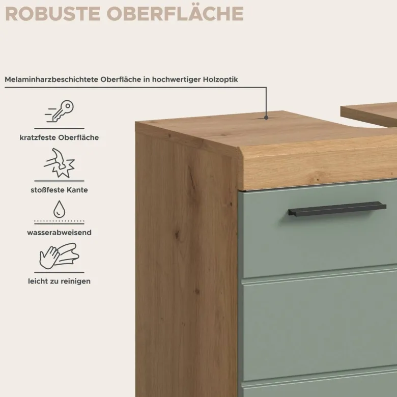 Badezimmer-Set Scout Eiche Artisan Nachbildung salbei Nachbildung B/H/T: ca. 149x34x191 cm