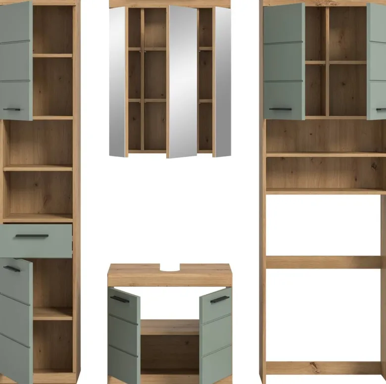 Badezimmer-Set Scout Eiche Artisan Nachbildung salbei Nachbildung B/H/T: ca. 190x191x34 cm