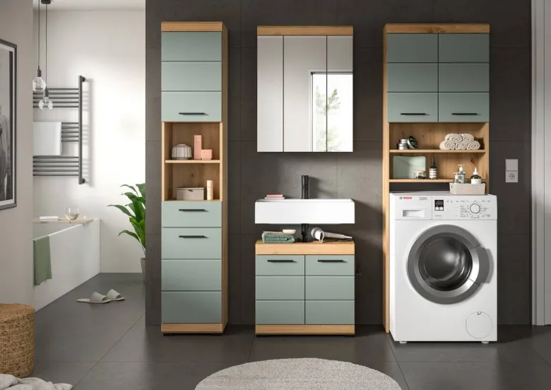 Badezimmer-Set Scout Eiche Artisan Nachbildung salbei Nachbildung B/H/T: ca. 190x191x34 cm