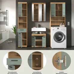 Badezimmer-Set Scout Eiche Artisan Nachbildung salbei Nachbildung B/H/T: ca. 190x191x34 cm