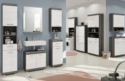 Badezimmer-Set Scout Eiche Rauchsilber Nachbildung weiß Hochglanz B/H/T: ca. 164x191x34 cm