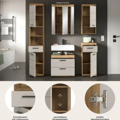 Badezimmer-Set Scout Evoke Oak Nachbildung Kaschmirgrau Nachbildung B/H/T: ca. 164x191x34 cm