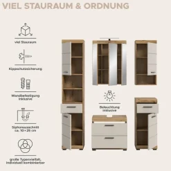 Badezimmer-Set Scout Evoke Oak Nachbildung Kaschmirgrau Nachbildung B/H/T: ca. 164x191x34 cm