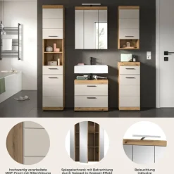 Badezimmer-Set Scout Evoke Oak Nachbildung Kaschmirgrau Nachbildung B/H/T: ca. 164x191x34 cm