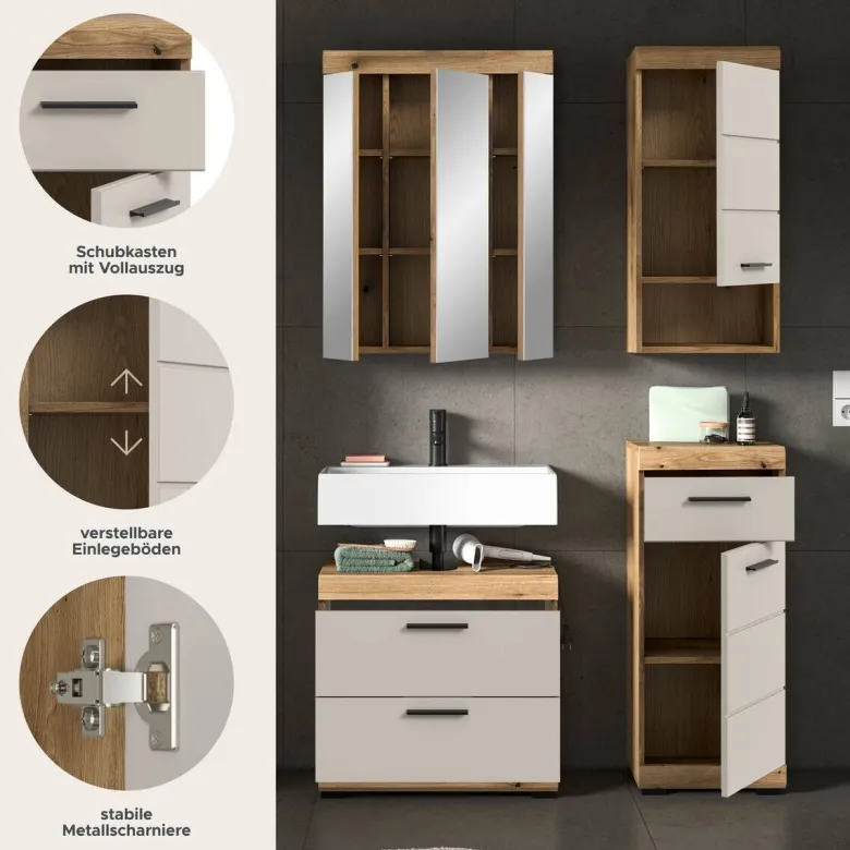 Badezimmer-Set Scout Evoke Oak Nachbildung Kaschmirgrau Nachbildung B/H/T: ca. 112x191x34 cm