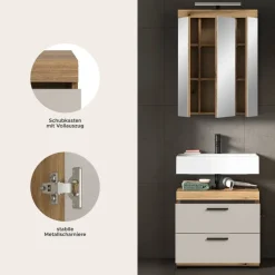 Badezimmer-Set Scout Evoke Oak Nachbildung Kaschmirgrau Nachbildung B/H/T: ca. 60x191x34 cm