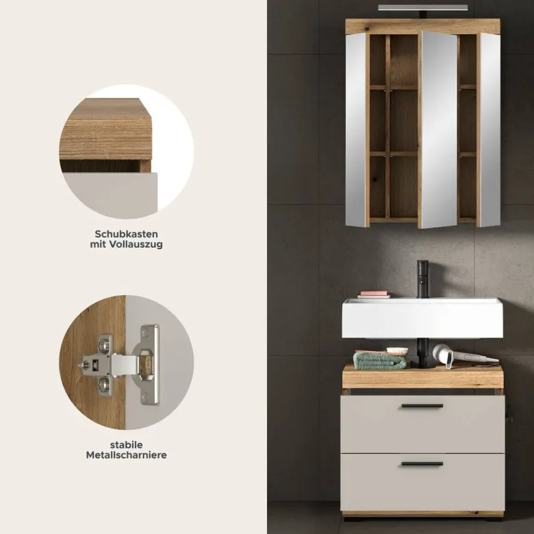 Badezimmer-Set Scout Evoke Oak Nachbildung Kaschmirgrau Nachbildung B/H/T: ca. 60x191x34 cm