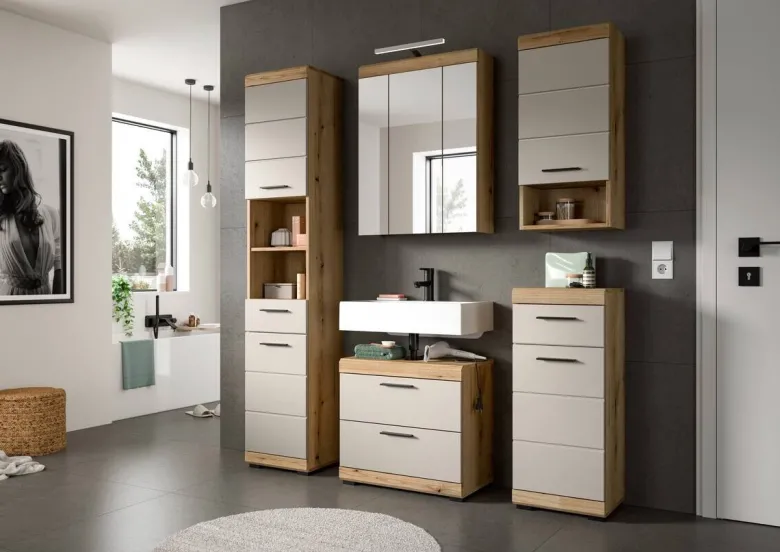 Badezimmer-Set Scout Evoke Oak Nachbildung Kaschmirgrau Nachbildung B/H/T: ca. 60x191x34 cm