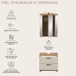 Badezimmer-Set Scout Evoke Oak Nachbildung Kaschmirgrau Nachbildung B/H/T: ca. 60x191x34 cm