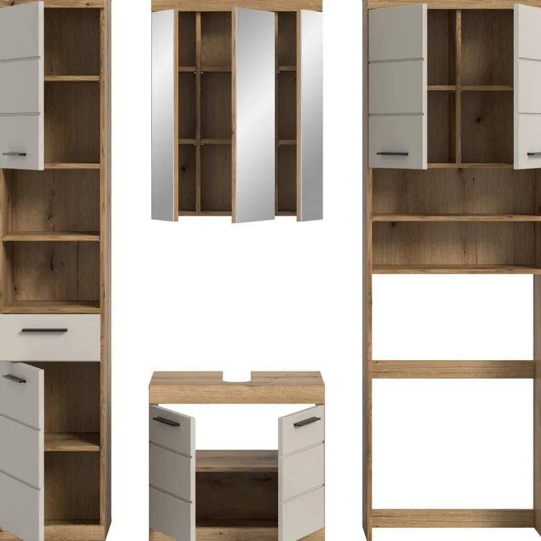 Badezimmer-Set Scout Evoke Oak Nachbildung Kaschmirgrau Nachbildung B/H/T: ca. 190x191x34 cm