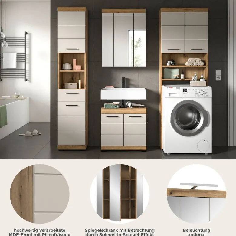 Badezimmer-Set Scout Evoke Oak Nachbildung Kaschmirgrau Nachbildung B/H/T: ca. 190x191x34 cm