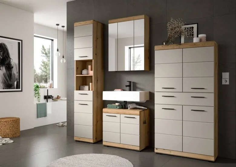 Badezimmer-Set Scout Evoke Oak Nachbildung Kaschmirgrau Nachbildung B/H/T: ca. 201x191x34 cm