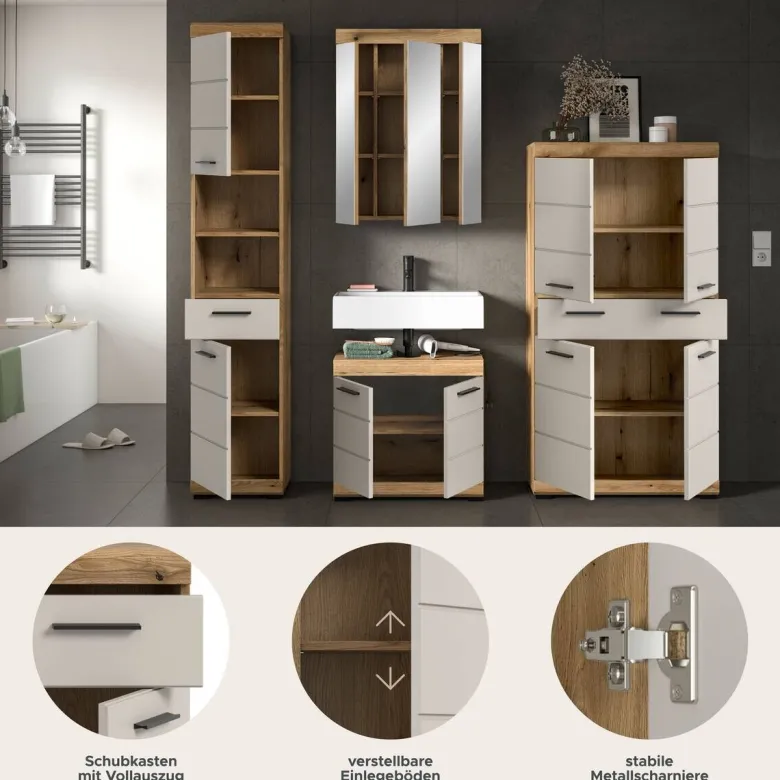 Badezimmer-Set Scout Evoke Oak Nachbildung Kaschmirgrau Nachbildung B/H/T: ca. 201x191x34 cm