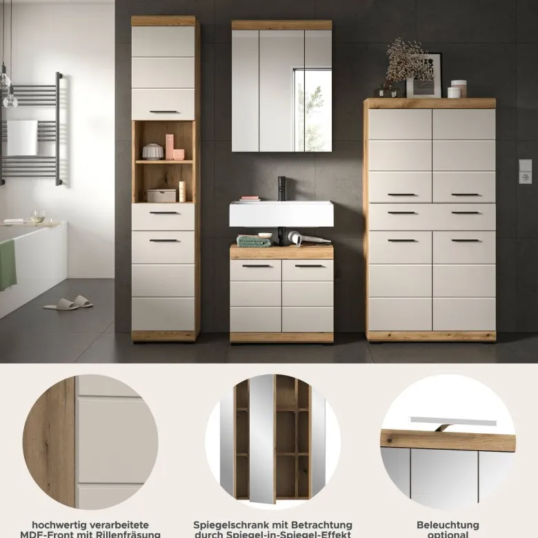 Badezimmer-Set Scout Evoke Oak Nachbildung Kaschmirgrau Nachbildung B/H/T: ca. 201x191x34 cm