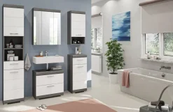Badezimmer-Set Scout Rauchsilber Nachbildung weiß Hochglanz B/H/T: ca. 112x191x34 cm