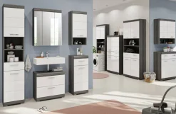 Badezimmer-Set Scout Rauchsilber Nachbildung weiß Hochglanz B/H/T: ca. 112x191x34 cm