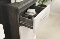 Badezimmer-Set Scout Rauchsilber Nachbildung weiß Hochglanz B/H/T: ca. 112x191x34 cm